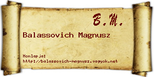 Balassovich Magnusz névjegykártya